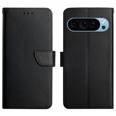 Wallet Case For Google Pixel 9 Pro XL Nappa Texture Genuine Cow Leather Flip Phone Cover