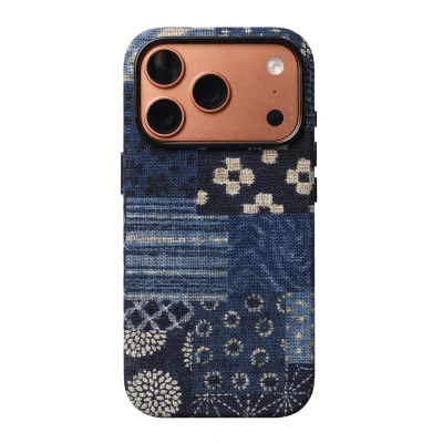 For iPhone 18 Pro & Pro Max Case Handmade Japanese Sevenberry Cotton Fabric Magnetic Retro Phone Cover