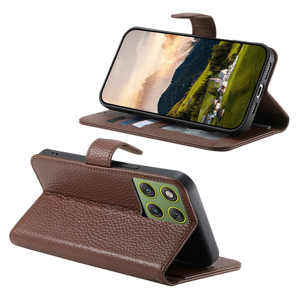 Split Leather Flip Cover For Motorola Edge 70 / Moto X70 Air Case RFID Blocking Wallet with Magnetic Clasp - Image 3