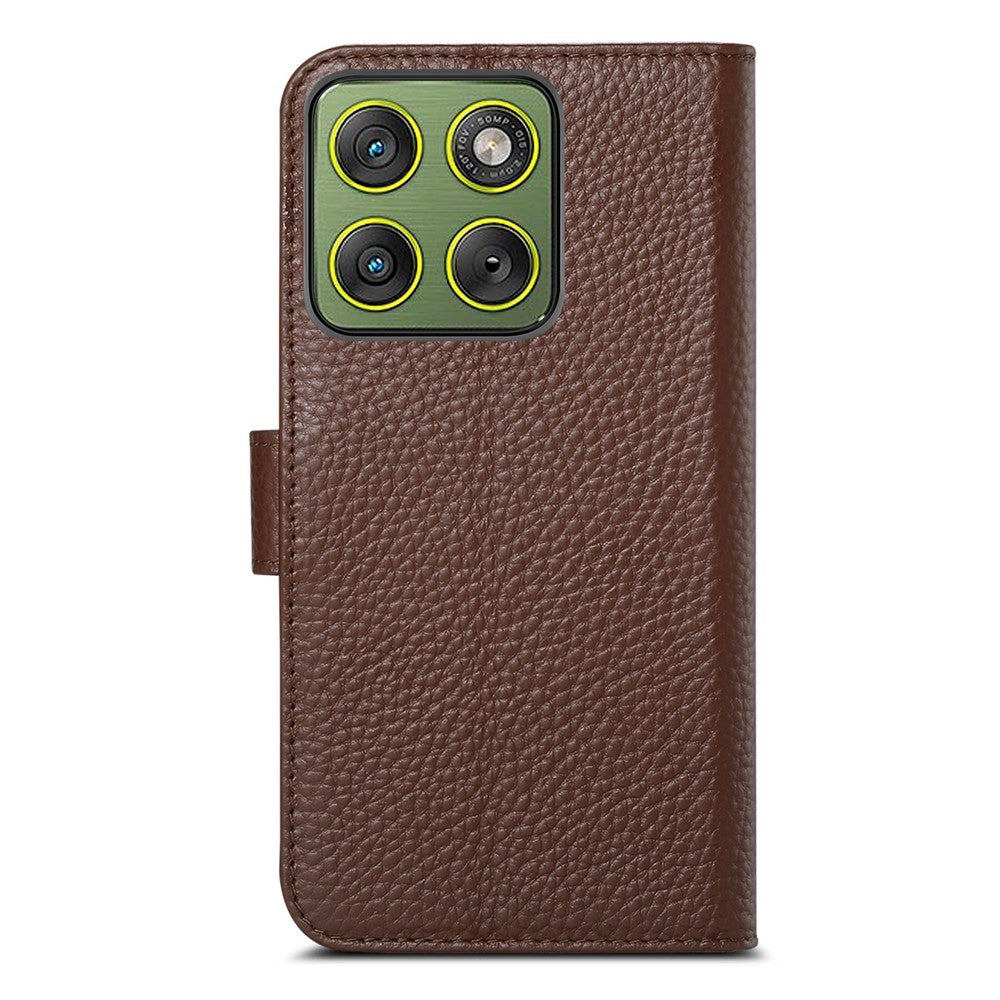 Split Leather Flip Cover For Motorola Edge 60 / Edge 60 Fusion Case RFID Blocking Wallet with Magnetic Clasp - Image 8