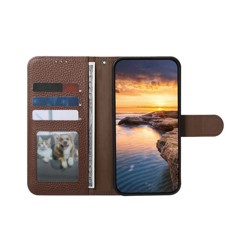 Split Leather Flip Cover For Motorola Moto G86 / Moto G86 Power Case RFID Blocking Wallet with Magnetic Clasp - Image 3