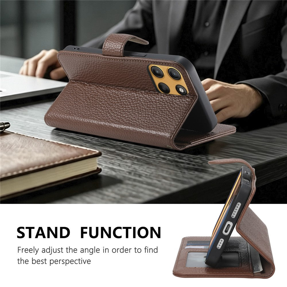 Split Leather Flip Cover For Motorola Moto G86 / Moto G86 Power Case RFID Blocking Wallet with Magnetic Clasp - Image 5