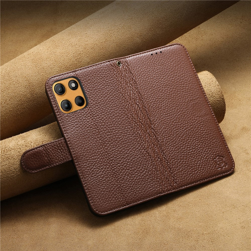 Split Leather Flip Cover For Motorola Moto G86 / Moto G86 Power Case RFID Blocking Wallet with Magnetic Clasp - Image 9