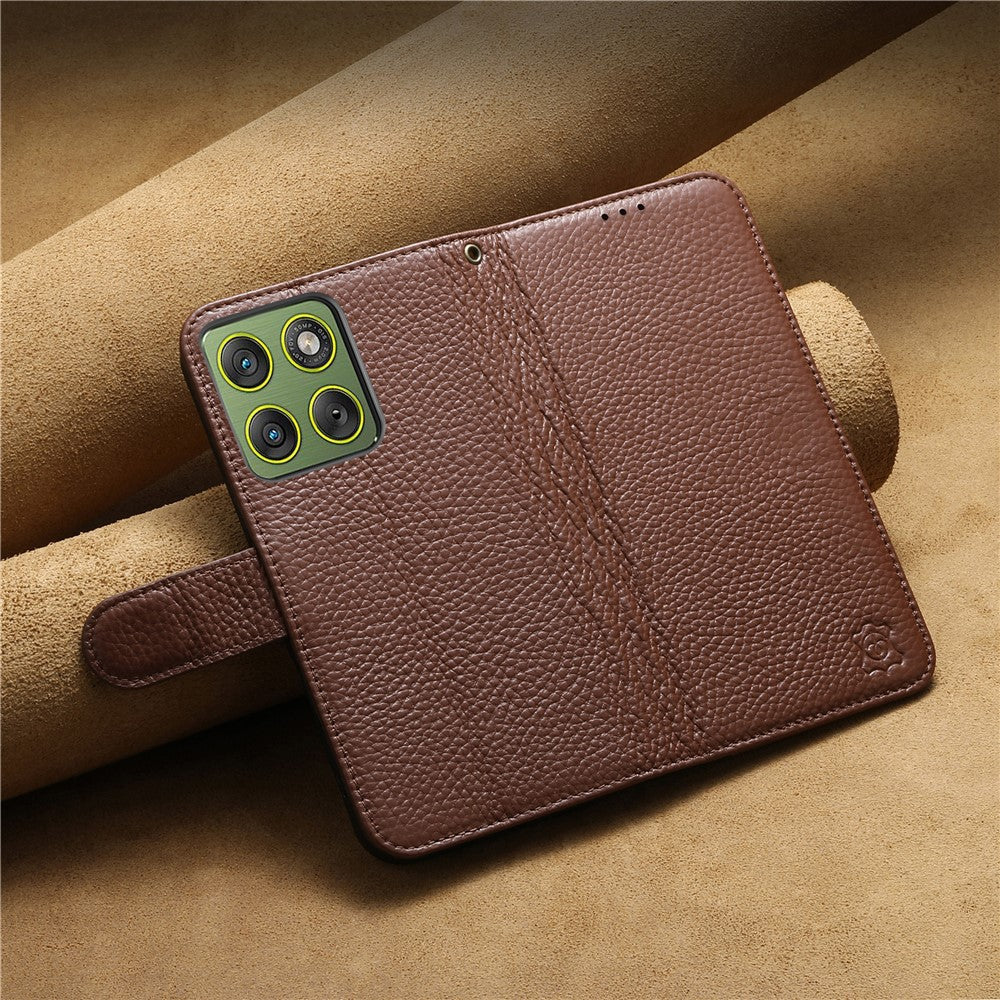 Split Leather Flip Cover For Motorola Edge 60 Pro Case RFID Blocking Wallet with Magnetic Clasp - Image 9