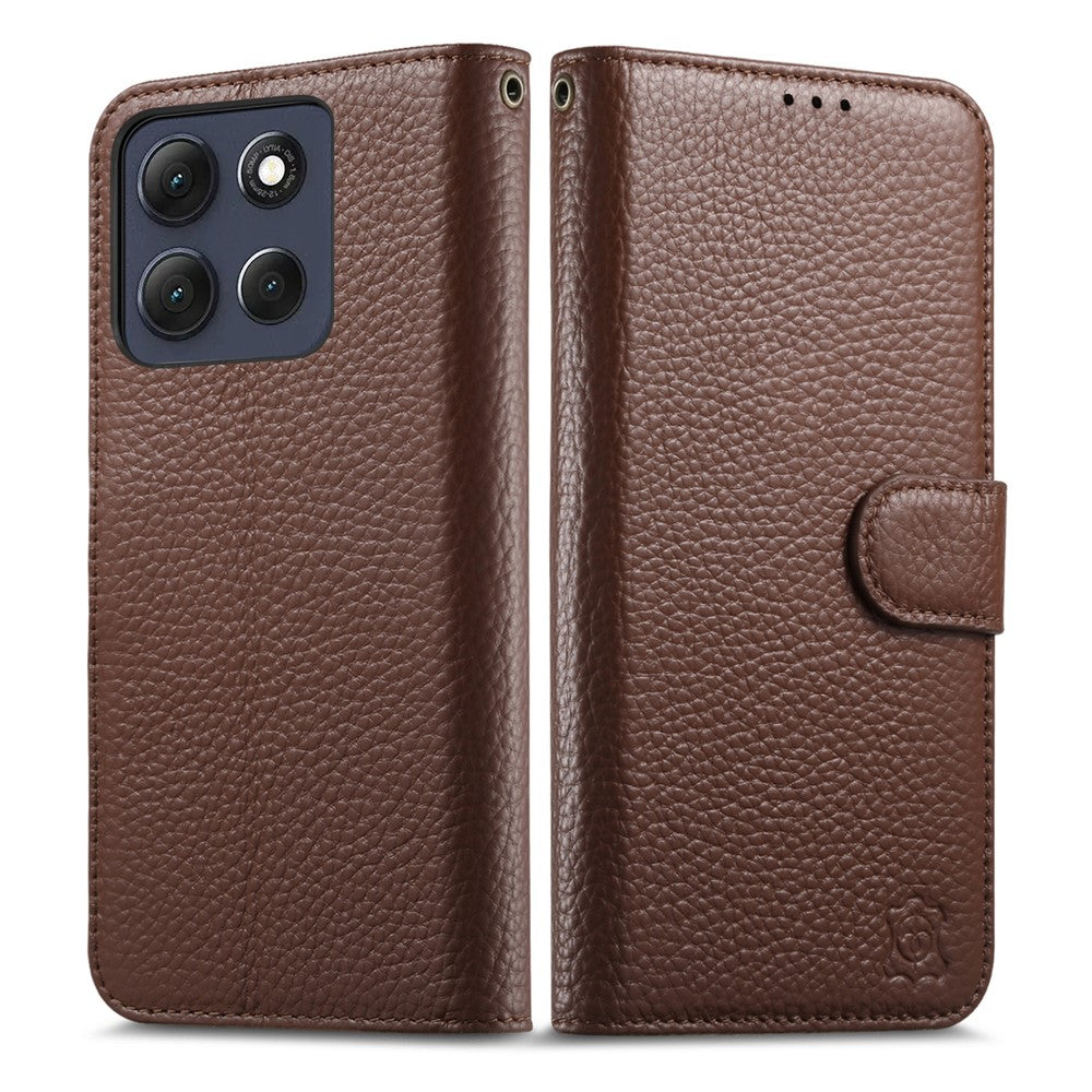 Split Leather Flip Cover For Motorola Moto G67 Power / Moto G57 Power Case RFID Blocking Wallet with Magnetic Clasp - Image 4
