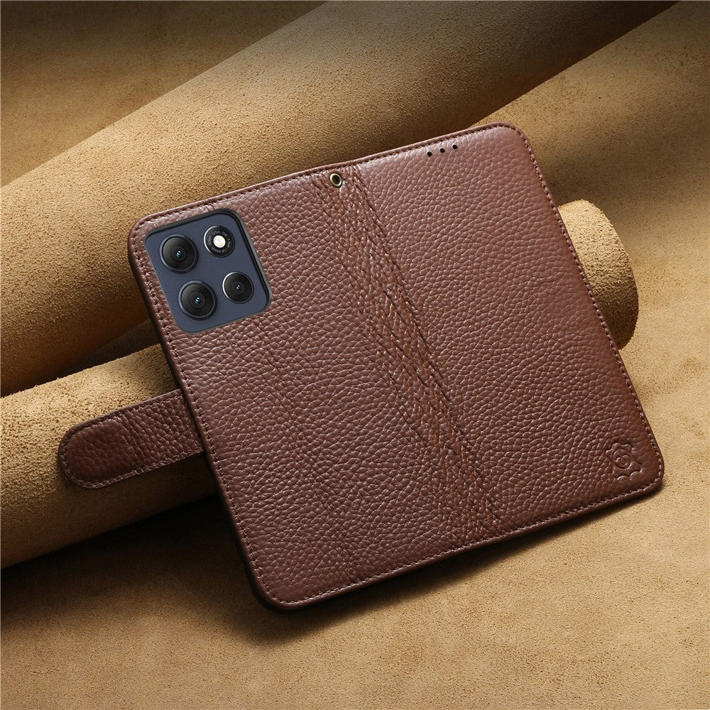 Split Leather Flip Cover For Motorola Moto G67 Power / Moto G57 Power Case RFID Blocking Wallet with Magnetic Clasp - Image 7