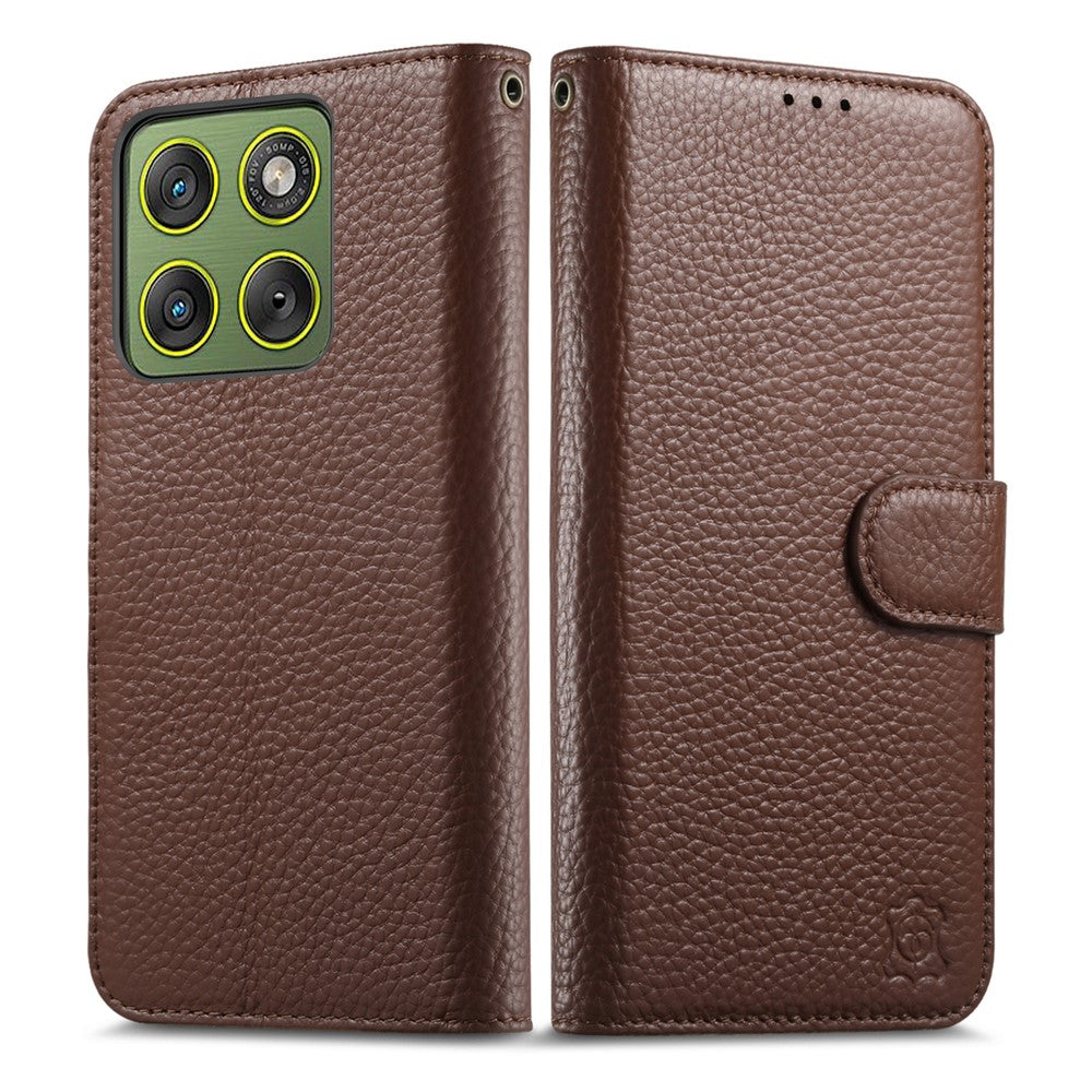 Split Leather Flip Cover For Motorola Moto G77 / Moto G67 Case RFID Blocking Wallet with Magnetic Clasp - Image 5