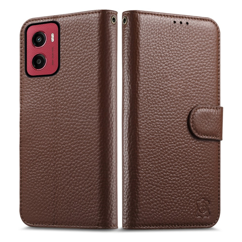 Split Leather Flip Cover For Motorola Moto G06 / Moto G06 Power Case RFID Blocking Wallet with Magnetic Clasp - Image 4