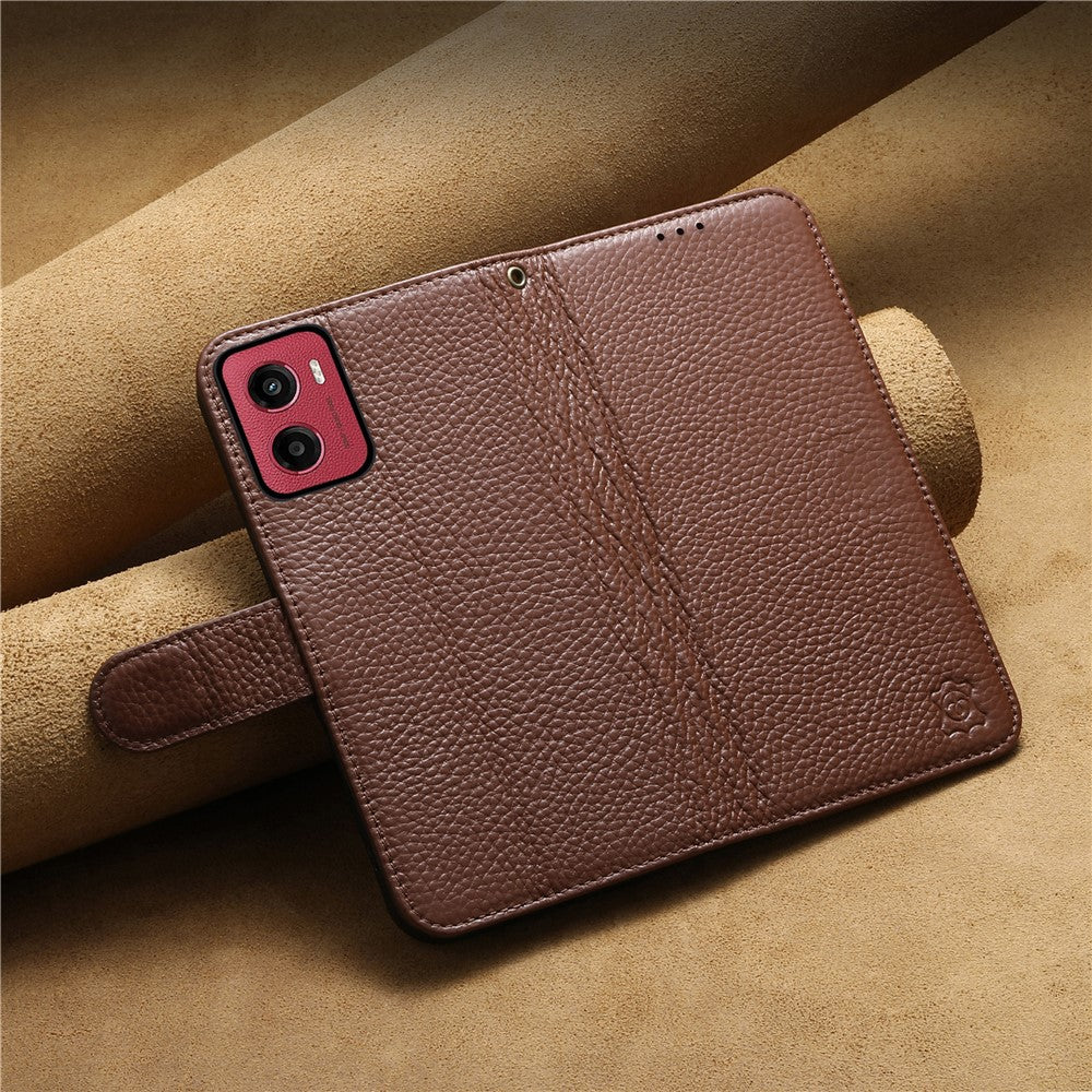 Split Leather Flip Cover For Motorola Moto G06 / Moto G06 Power Case RFID Blocking Wallet with Magnetic Clasp - Image 7