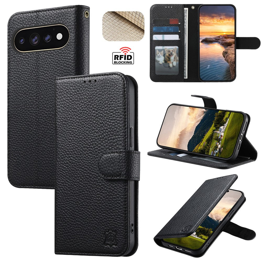 Split Leather Flip Cover For Google Pixel 11 Pro / Pixel 11 Case RFID Blocking Wallet with Magnetic Clasp - Image 17