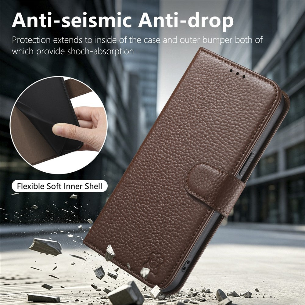 Split Leather Flip Cover For Google Pixel 11 Pro / Pixel 11 Case RFID Blocking Wallet with Magnetic Clasp - Image 7