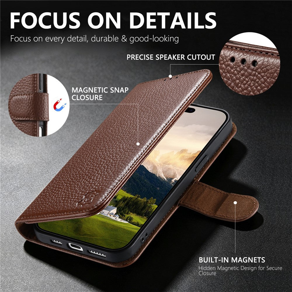 Split Leather Flip Cover For Google Pixel 10 Pro XL / Pixel 9 Pro XL Case RFID Blocking Wallet with Magnetic Clasp - Image 12