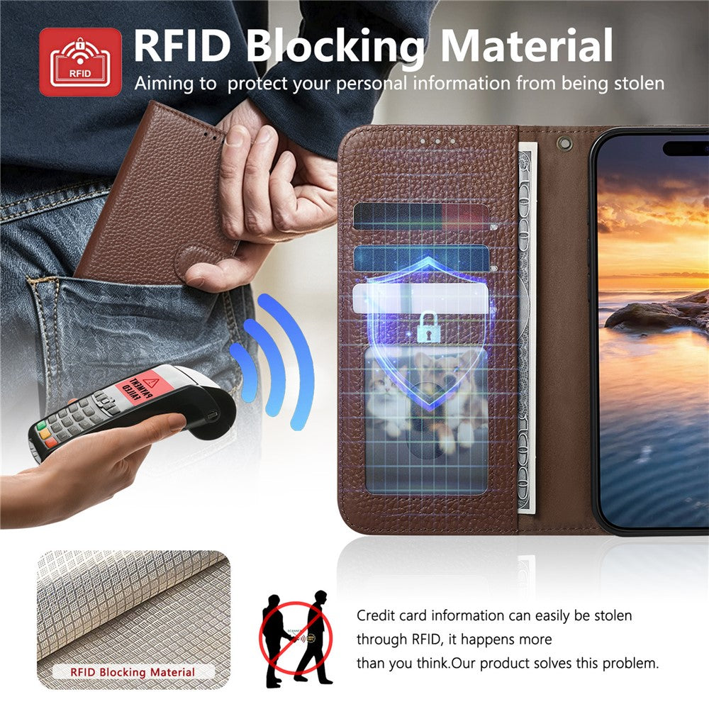 Split Leather Flip Cover For Google Pixel 10 Pro XL / Pixel 9 Pro XL Case RFID Blocking Wallet with Magnetic Clasp - Image 9