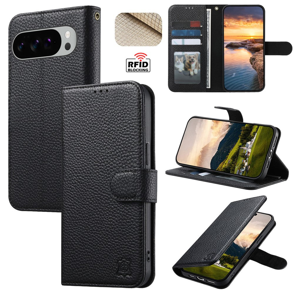 Split Leather Flip Cover For Google Pixel 10 / Pixel 10 Pro / Pixel 9 / Pixel 9 Pro Case RFID Blocking Wallet with Magnetic Clasp - Image 17