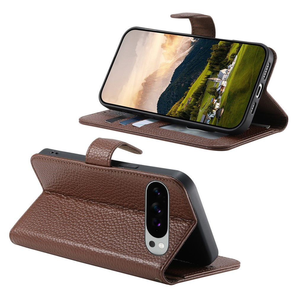 Split Leather Flip Cover For Google Pixel 10 / Pixel 10 Pro / Pixel 9 / Pixel 9 Pro Case RFID Blocking Wallet with Magnetic Clasp - Image 3