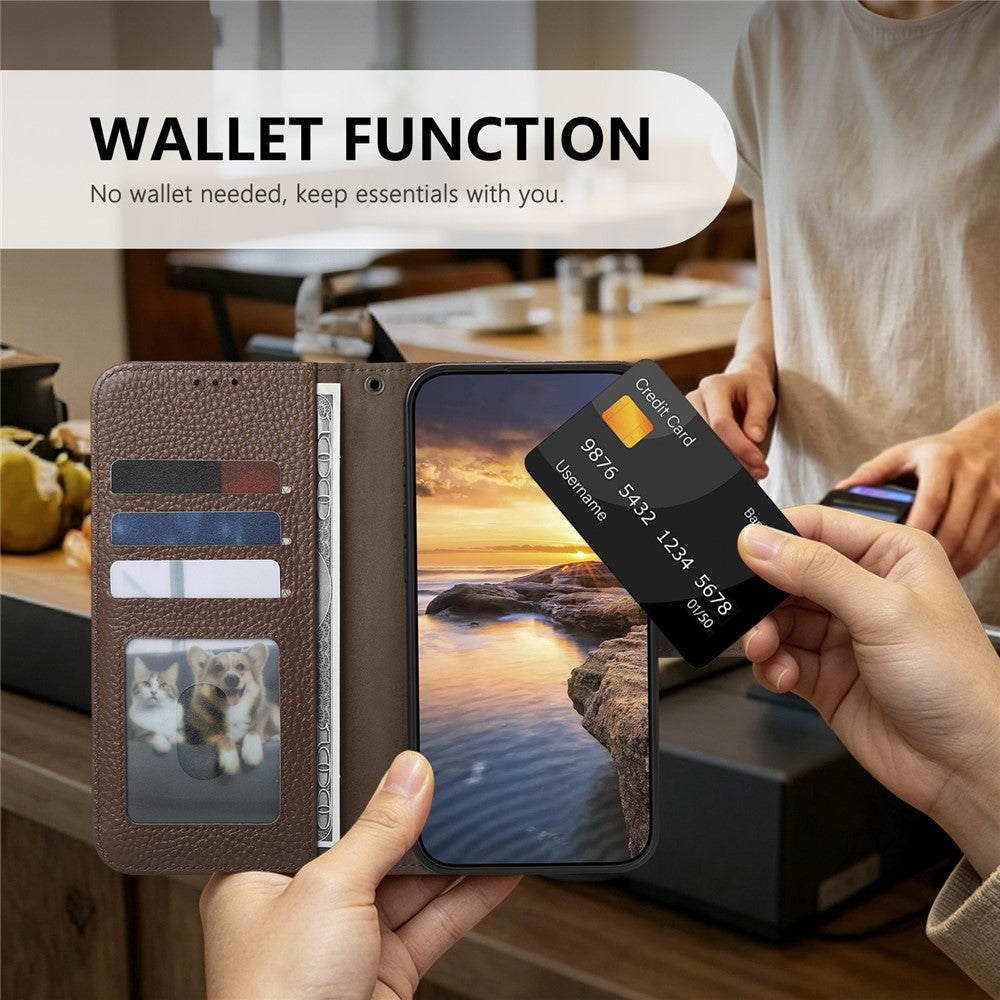 Split Leather Flip Cover For Google Pixel 10 / Pixel 10 Pro / Pixel 9 / Pixel 9 Pro Case RFID Blocking Wallet with Magnetic Clasp - Image 8