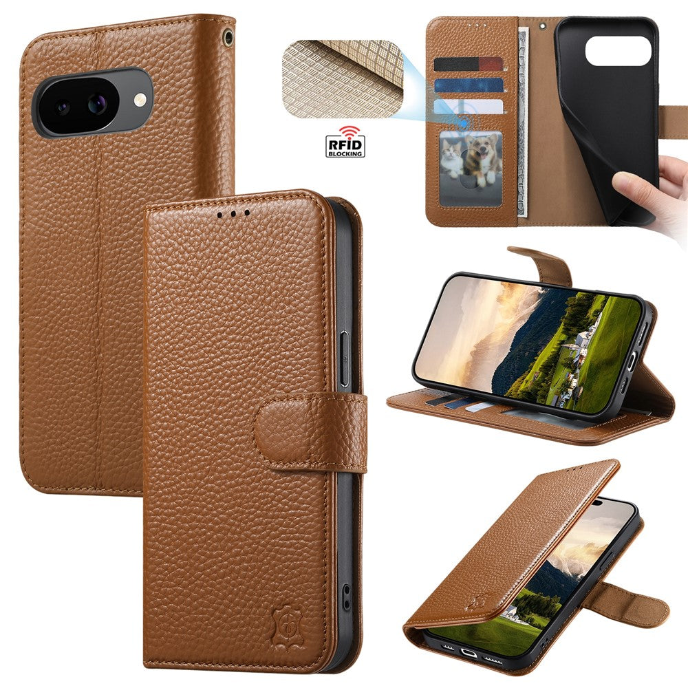 Split Leather Flip Cover For Google Pixel 10A Case RFID Blocking Wallet with Magnetic Clasp - Image 18