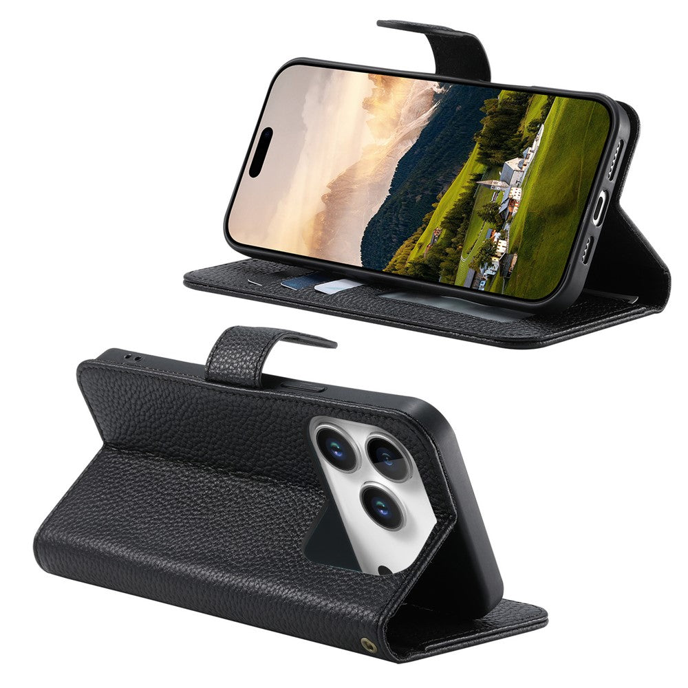 Split Leather Flip Cover For iPhone 18 Pro Max / iPhone 17 Pro Max Case RFID Blocking Wallet with Magnetic Clasp - Image 4