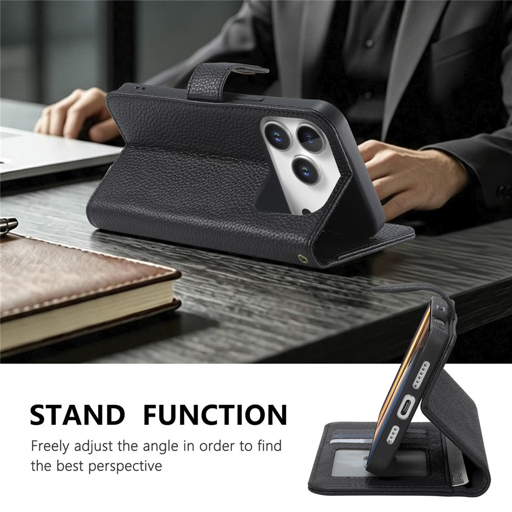 Split Leather Flip Cover For iPhone 18 Pro Max / iPhone 17 Pro Max Case RFID Blocking Wallet with Magnetic Clasp - Image 5