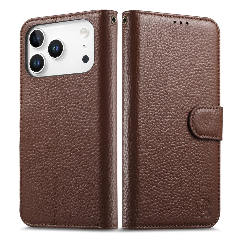 Split Leather Flip Cover For iPhone 18 Pro / iPhone 17 Pro Case RFID Blocking Wallet with Magnetic Clasp - Image 7