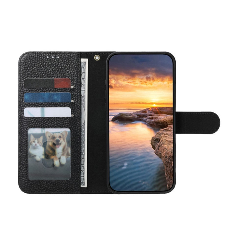 Split Leather Flip Cover For iPhone 17 Case RFID Blocking Wallet with Magnetic Clasp - Image 3