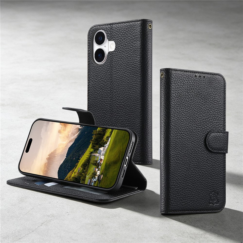 Split Leather Flip Cover For iPhone 17 Case RFID Blocking Wallet with Magnetic Clasp - Image 6