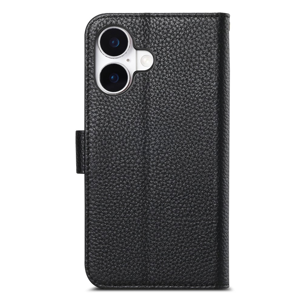Split Leather Flip Cover For iPhone 16 Case RFID Blocking Wallet with Magnetic Clasp - Image 8