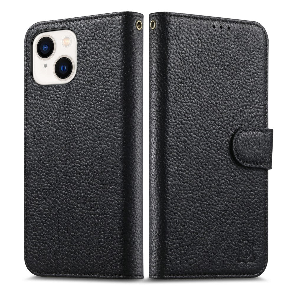 Split Leather Flip Cover For iPhone 14 / iPhone 13 Case RFID Blocking Wallet with Magnetic Clasp - Image 6