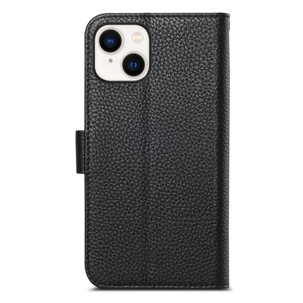 Split Leather Flip Cover For iPhone 14 / iPhone 13 Case RFID Blocking Wallet with Magnetic Clasp - Image 8