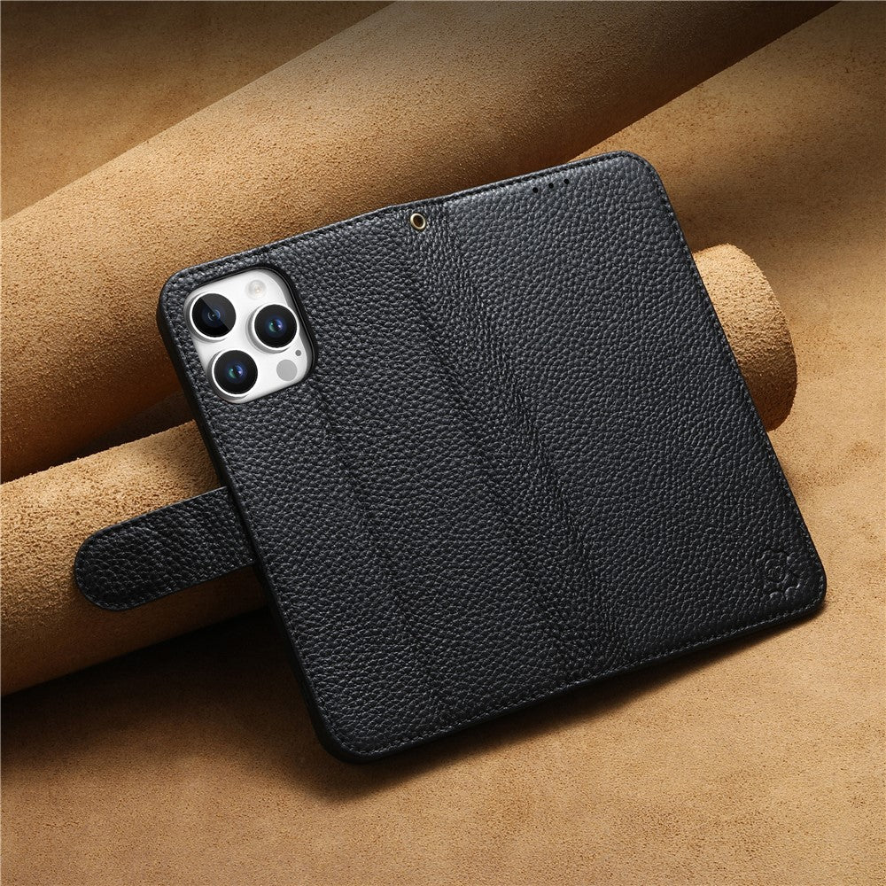 Split Leather Flip Cover For iPhone 14 Pro Max Case RFID Blocking Wallet with Magnetic Clasp - Image 9