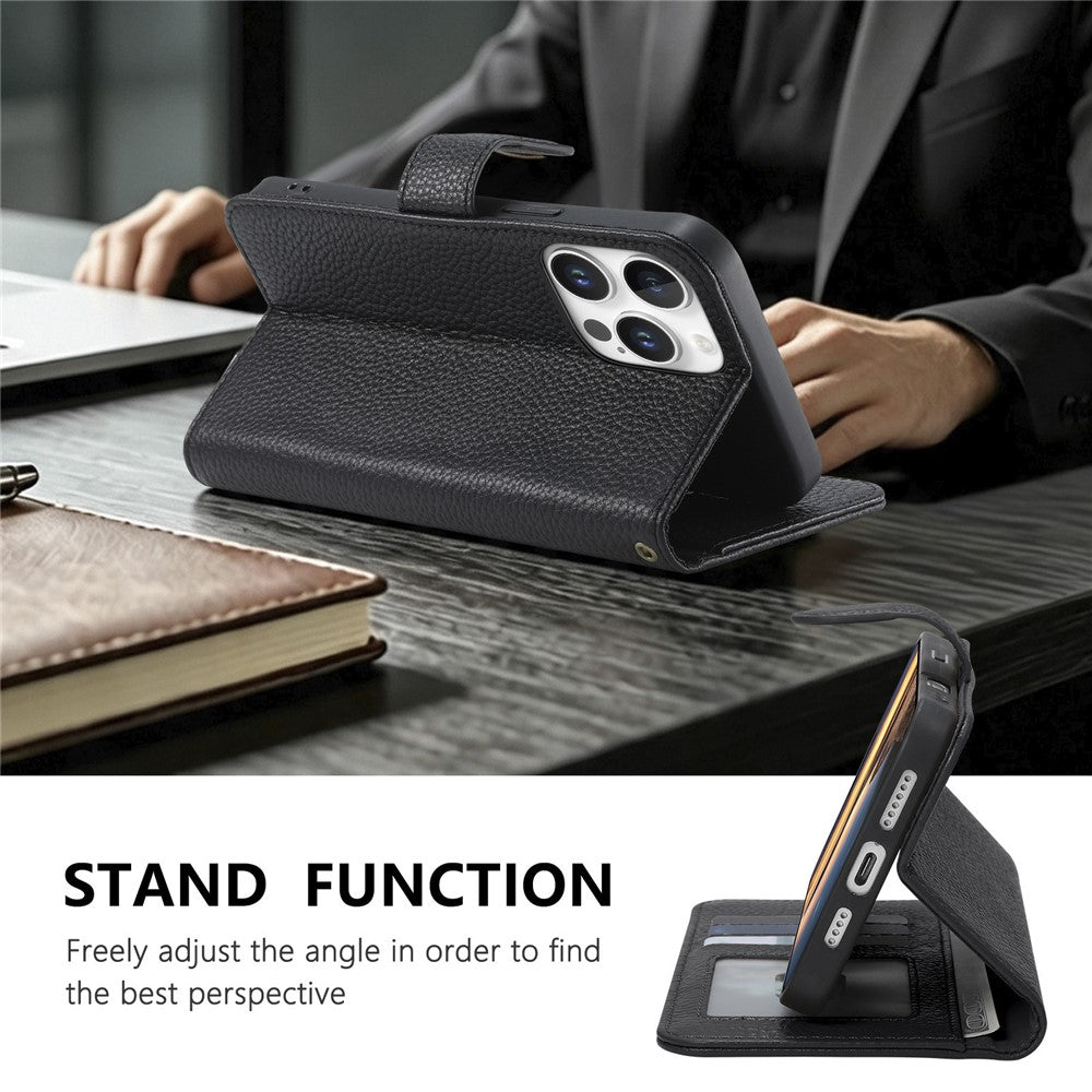 Split Leather Flip Cover For iPhone 13 Pro Max Case RFID Blocking Wallet with Magnetic Clasp - Image 5