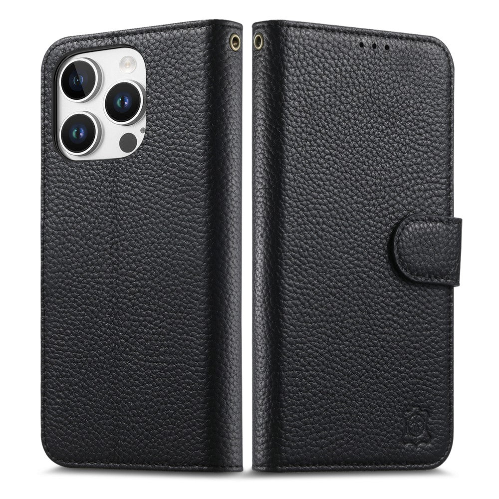 Split Leather Flip Cover For iPhone 13 Pro Max Case RFID Blocking Wallet with Magnetic Clasp - Image 6