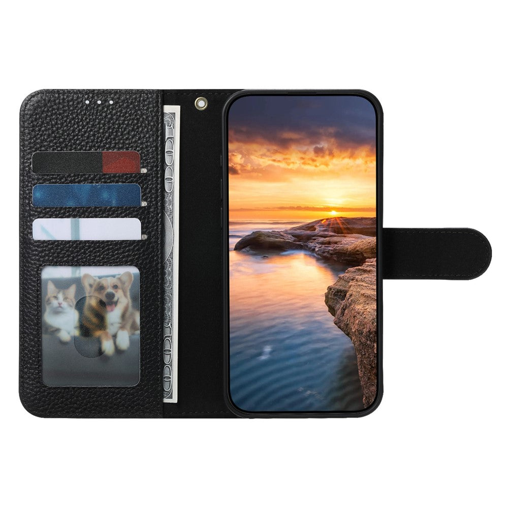 Split Leather Flip Cover For iPhone 17e / iPhone 16e Case RFID Blocking Wallet with Magnetic Clasp - Image 3