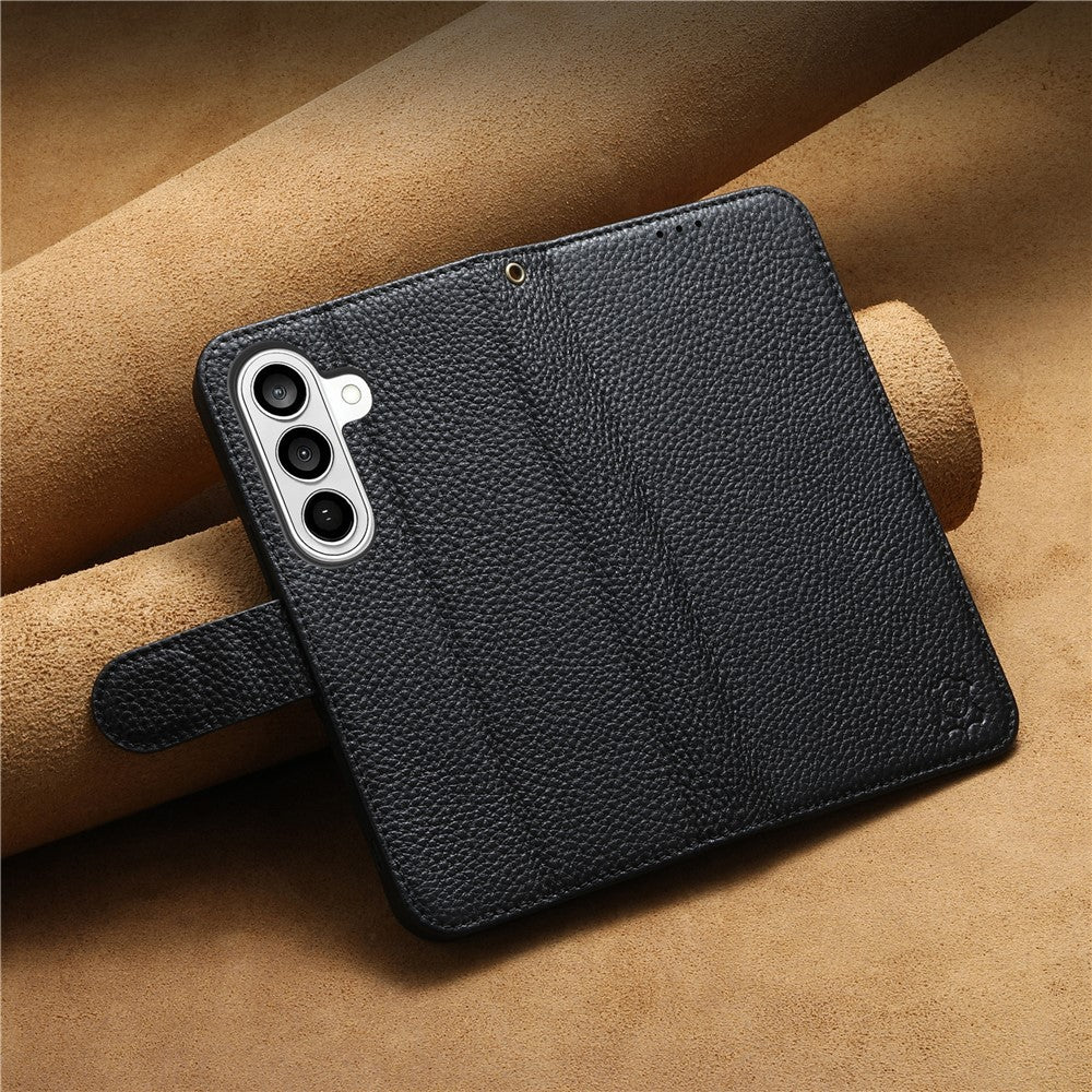 Split Leather Flip Cover For Samsung Galaxy S24 Case RFID Blocking Wallet with Magnetic Clasp - Image 8