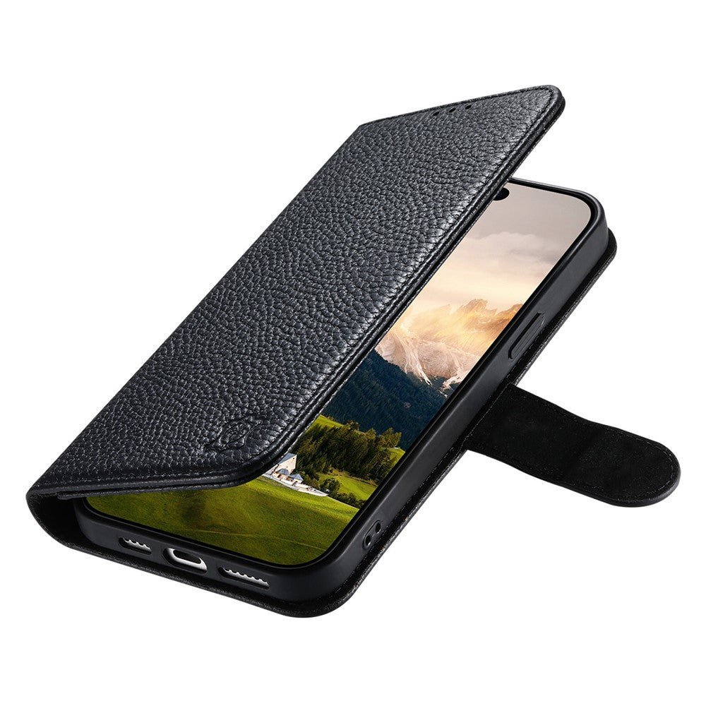 Split Leather Flip Cover For Samsung Galaxy S24 FE Case RFID Blocking Wallet with Magnetic Clasp - Image 4