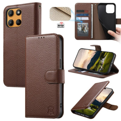 Split Leather Flip Cover For Motorola Edge 60 Neo Case RFID Blocking Wallet with Magnetic Clasp