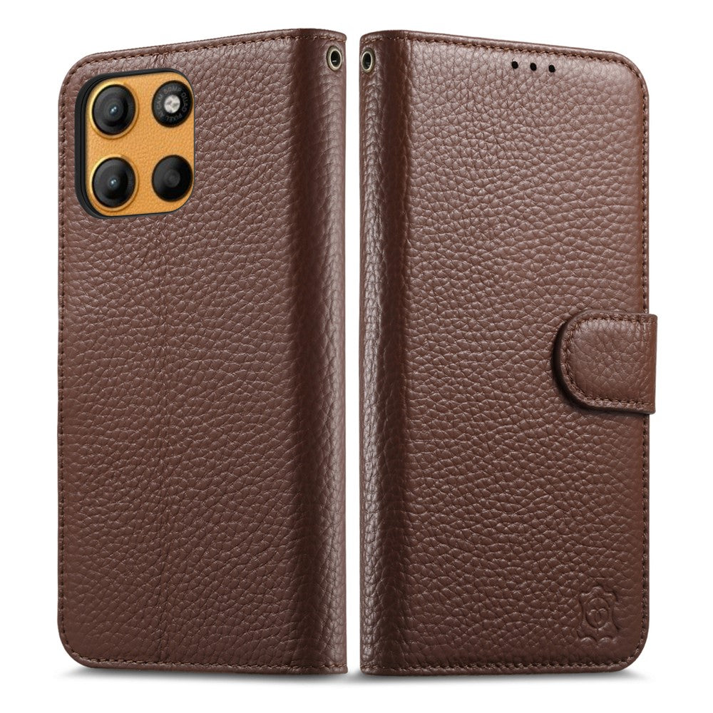 Split Leather Flip Cover For Motorola Edge 60 Neo Case RFID Blocking Wallet with Magnetic Clasp - Image 7